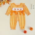 thumbnail image 2 of Gubotare Long Sleeve Romper Girl Baby Girls Romper Outfit Fall Winter Clothes with Accessories 0 3 6 9 12 18 24 Months (Orange,9-12 Months), 2 of 5