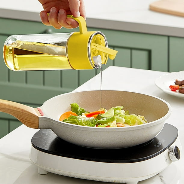 Dispensador de aceite de soja, dispensador de aceite de oliva para cocina, botella, tarro para condimentos, 550 ml aprox., gran volumen, apertura y cierre automáticos.