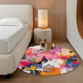 thumbnail image 2 of Round Rugs 3.3Ft, Pink Orange Round Area Rug Washable Indoor Throw Carpet, Modern Oil Painted Artwork Soft Non Slip Circle Rug for Laundry Room Patio Home Decor Aesthetic, 2 of 8
