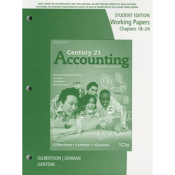 Century 21 Accounting General Journal, Working Papers Chapters 1824