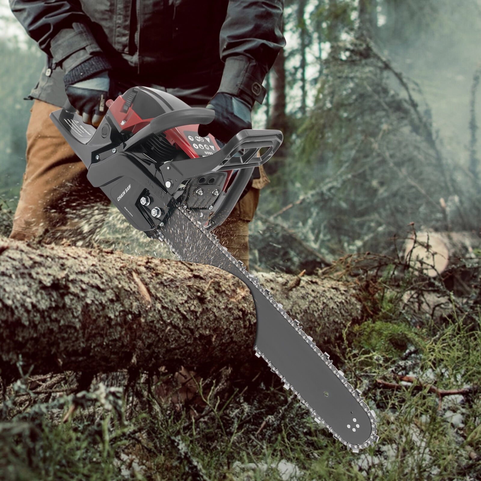 58cc 2 Stroke Gas Chainsaw Gasoline Powered Chain Saw 20" Bar Cutting Portable
