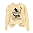 thumbnail image 5 of qelini Women's Sweatshirts No Hood Halloween Long Sleeved Oversized Crewneck Sweatshirt Women Plus Size Novelty Print Spooky Season Halloween Day Event Pullover Fall Winter Loose Tops Yellow L, 5 of 6