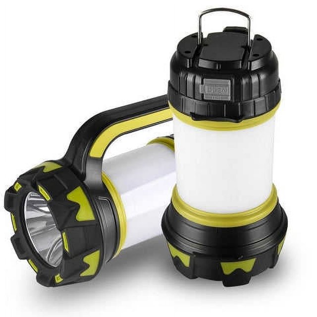 Paquete de 2 linternas de camping, linternas LED para acampar al aire libre, linternas recargables con luz de emergencia portátil resistente al agua para senderismo de supervivencia de huracanes brillar Electrónica