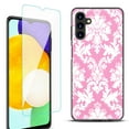 thumbnail image 1 of Slim-Fit Protective Fashion Phone Case (Black) for Samsung Galaxy A13 5G, with Tempered Glass Screen Protector, by OneToughShield ® - Victorian White/Pink, 1 of 3