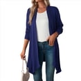 thumbnail image 3 of Chaqueta Informal de Cuartos y Abertura Frontal para Mujer, Abrigo Ligero y Moderno con Abertura Frontal. Azul S, 3 of 9