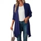 thumbnail image 3 of Chaqueta Informal de Cuartos y Abertura Frontal para Mujer, Abrigo Ligero y Moderno con Abertura Frontal. Azul L, 3 of 9