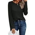 thumbnail image 2 of Fantaslook Textured Tops for Women Crew Neck Long Sleeve Shirts Fall Blouses Casual Basic Tee, 2 of 8