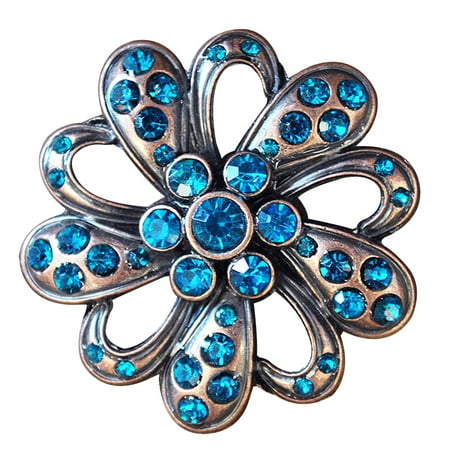 

24HS Set Of 8 Western Screw Back Concho Copper Finish Floral Bling Crystal