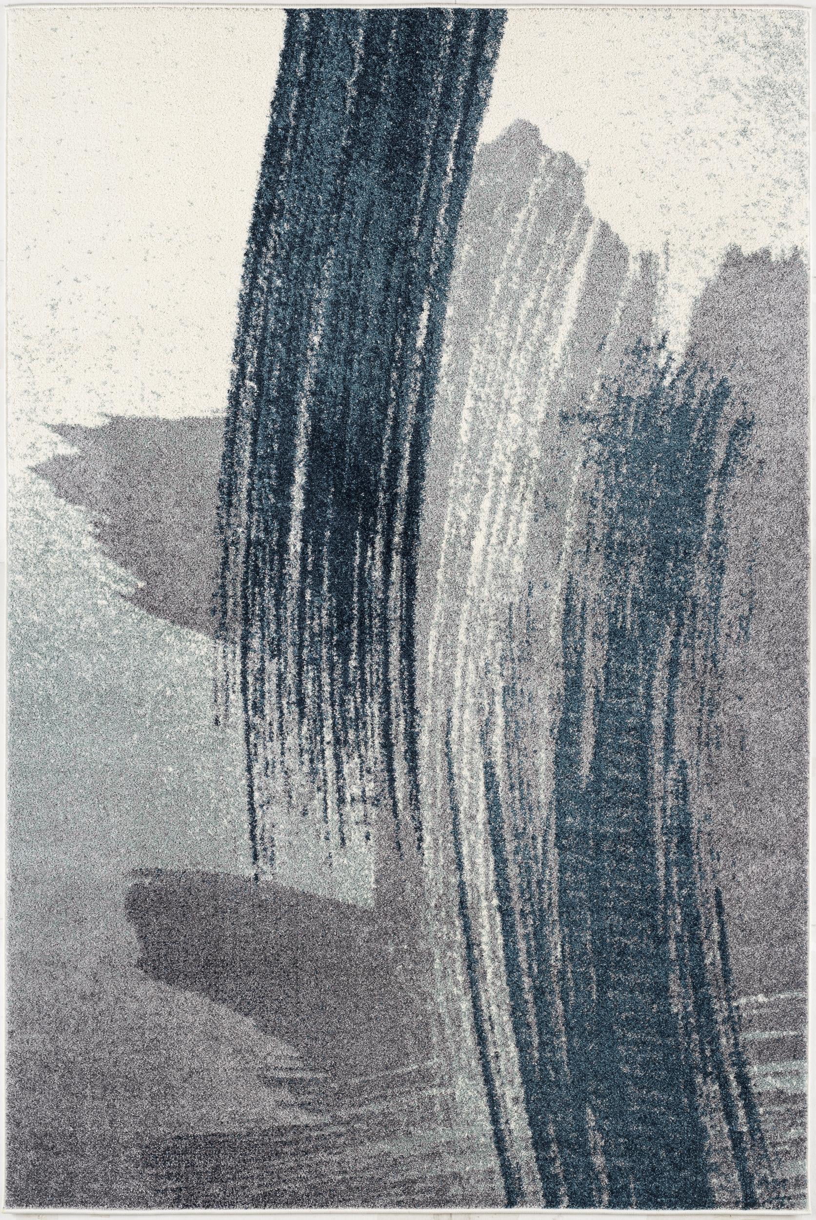 Rug Branch Nova 2' x 5' (Exact Size: 2'3" 5') Scandinavian Indoor Doormat Rug, Blue White, Contemporary - Entryway, Hallway, Bathroom, and Kitchen