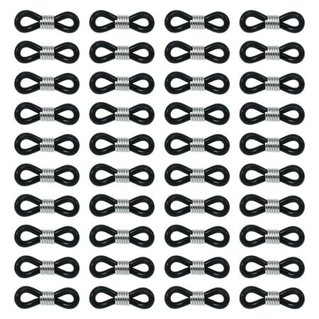 

100pcs DIY Silicone Glasses Chain Fixing Ring Spring Buckle Adjustable Non-slip Ring Eyeglasses Accessories (Black)