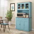 thumbnail image 2 of HOMCOM 71" Pantry Cabinet w/ Microwave Space Buffet w/ Hutch Blue, 2 of 10