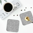 thumbnail image 5 of Pofeuu GlitterSilver Print Leather Coasters Set of 6, Round Cups Mugs Mat Pad for Home Kitchen Heat Resistant Drink Coasters,Square, 5 of 7