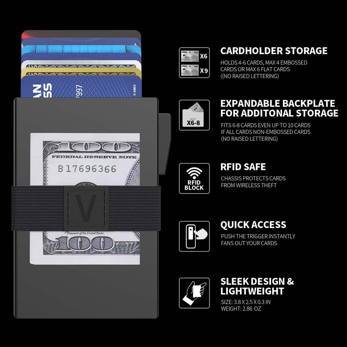 Vgucki Slim Aluminum Card Holder Wallet with RFID Blocking photo 2
