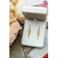 thumbnail image 4 of 925 Sterling Silver Soulmate Dangle Earrings, Gift for Her, Gold Overlay, Medium Ear Wire, Amethyst Cubic Zirconia Stone, 4 of 4