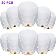 ZAP Chinese Paper Lanterns,20 Pack White Paper Wishing Lanterns for Weddings, Birthday Party, New Years, Festival(White)