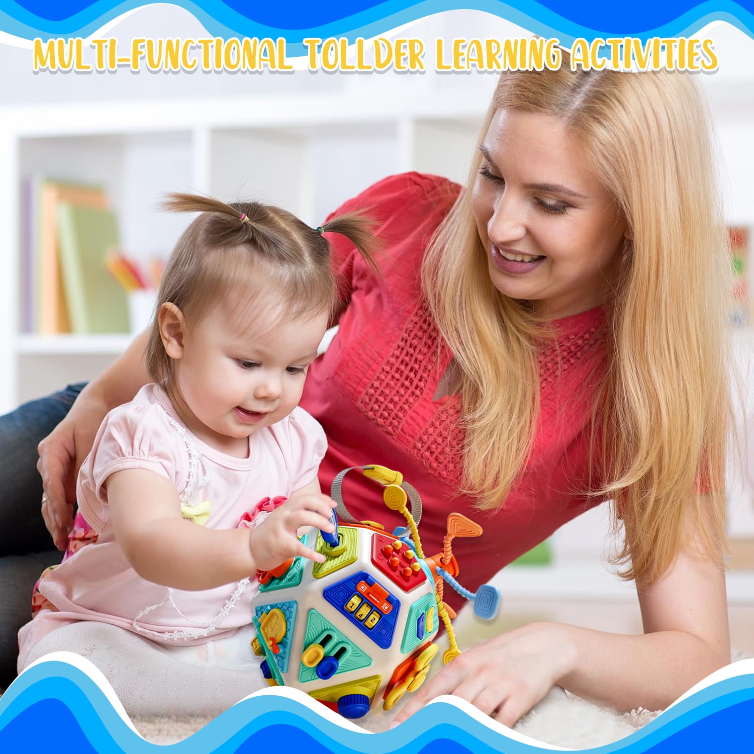 Sytle-Carry Montessori Learning Toys, Toys for 1 Year Old, Busy Cube Toddler Toys 1-3 for Girls Boys