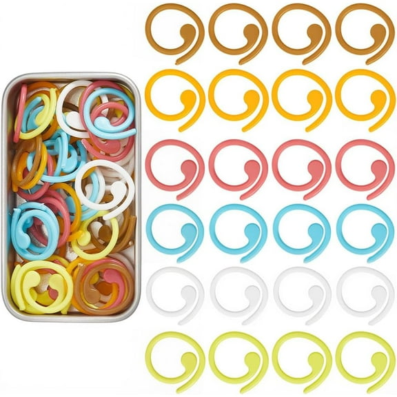 60Pcs Spiral Stitch Markers for Crocheting Plastic Knittings Tool Colorful Crochet Stitch Markers with Storage Box for Knitting Crocheting Clothing Tag DIY Craft Project