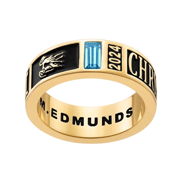 Bhavani Gems CLASS RING Women's' 14K Gold Plated Decorated Band Class Ring, Personalized, High School or College Graduation