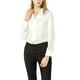 thumbnail image 2 of CAMISAS ELEGANTES PARA MUJER INSPIRADAS CHIC, CON CUELLO PUNTA V Y MANGAS LARGAS, BLUSA DE SATÉN SUAVE TAMAÑO S BLANCA, 2 of 6