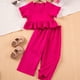 thumbnail image 2 of Odeerbi 2-8 Años Niñas Trajes de Verano Tops de Manga Corta Con Volantes de Algodón Pantalones de Pata Ancha Conjunto de Dos Piezas Deportes, 2 of 9