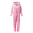 thumbnail image 4 of RUTAYY Children Girls Jumpsuits Cozy Soft Long Sleeve Solid Color with Hooded Winter Warm Thickened Home Wear Casual Classic Romper, 4 of 5