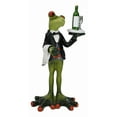 thumbnail image 4 of Green Toad Frog Silver Service Butler With Wine Glass And Bottle Figurine 7"H, 4 of 9