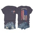 thumbnail image 2 of TSADFHJI Chandail en Molleton pour Femmes à Capuche Mode Féminine Jour de l'Indépendance Drapeau Col Rond Imprimé Double Lettre Haut à Manches Courtes T-Shirt 5 TTG Gris, 2 of 4