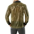 thumbnail image 4 of Seyurigaoka Men's 70s Shiny Sequins Disco Shirts Dude Costumes Long Sleeve Button Down Nightclub Party Costume, 4 of 6