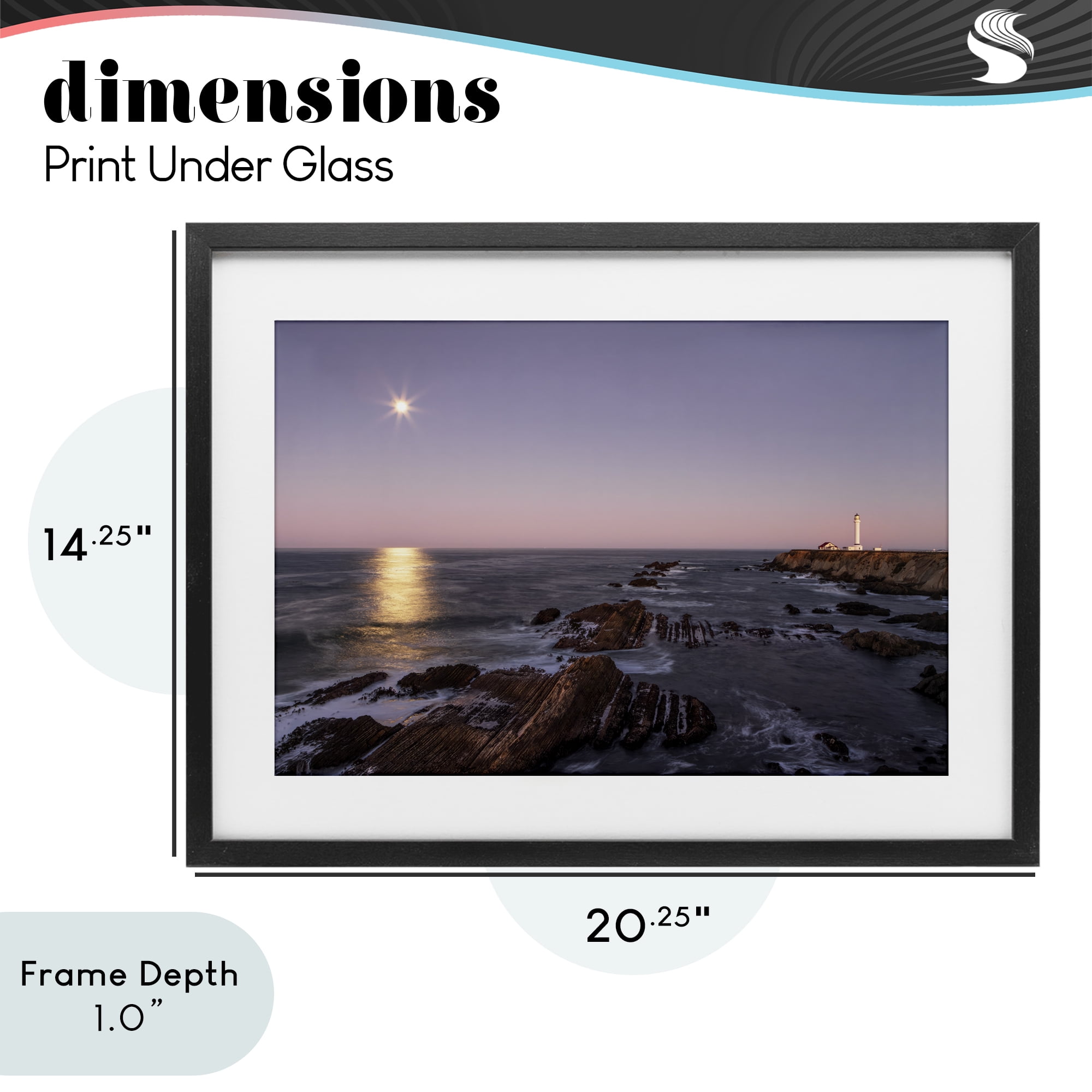 Stupell Industries Moon Arena Coastline Black Framed Print Under Glass, design by Shelley Carlisle