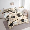 thumbnail image 2 of Manfei Kawaii Kitten Queen Bedding, Boho Moon Bedding Comforter Set Queen, Beige, Polkadot Reversible, 7 Pieces, 2 of 6