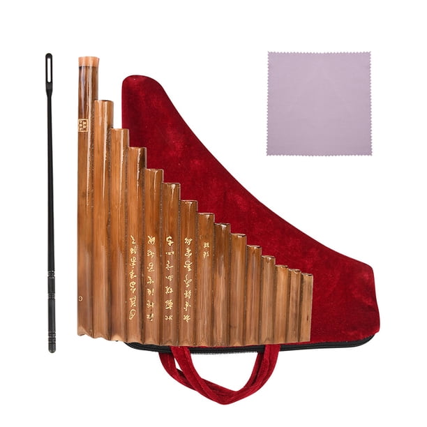 Pan Flauta 15 Tubos Bambú Natural Instrumento De Viento G Clave Panpipe Tradicional