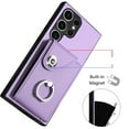 thumbnail image 4 of Wallet Case Compatible for Samsung Galaxy S24 Ultra with Card Holder, Rotation Finger Ring Kickstand Card Slots Case, Classic PU Leather Shockproof Magnetic Button Cover for Galaxy S24 Ultra, Purple, 4 of 7