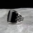 thumbnail image 3 of Anillo de patrón grabado punk vintage negro Joyería de moda, 3 of 5