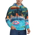 thumbnail image 2 of Uemuo Tropical Poolside Relaxation Pattern Men's Hoodie - Casual Pullover Hoodie with Kangaroo Pocket, Stylish Hooded Sweatshirt for Everyday Wear-XX-Large, 2 of 7