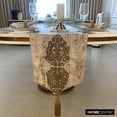 thumbnail image 6 of Decorative Gold Table Runner Coffee Table Runner (14 x 36 inch), Zardozi Damask, Foil & Beaded with Tassels Table Runner, Silk fabric Table Linen, Damask Pattern - Aurelian Royalty, 6 of 10