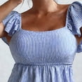 thumbnail image 7 of Guieoi Swimsuit Women Plus Size Summer Fashionable Striped Two-Piece Swimsuit Tops and Bottom Set Blue XL, 7 of 7