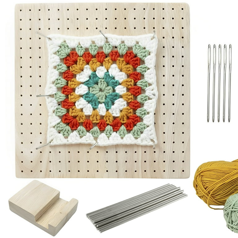 Eummy Wooden Crochet Blocking Board Handcrafted Knitting Blocking Mat Set  with 20 Stainless Steel Pins 5 Large Eye Needle and Stand for Knitting  Crochet Needlework 