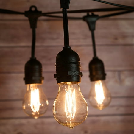 Ten Great String - Fantado 10 Suspended Socket Vintage Outdoor Commercial String Light Set, PS50 Edison Light Bulbs, 21 FT Black Cord w/ E26, 11W, Weatherproof by PaperLanternStore