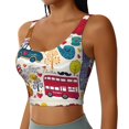 thumbnail image 2 of Rateoe London Symbols Print Womens' Sports Bras Scoop Neck Sports Vest- Padded U Back Seamless High Impact Support, 2 of 7