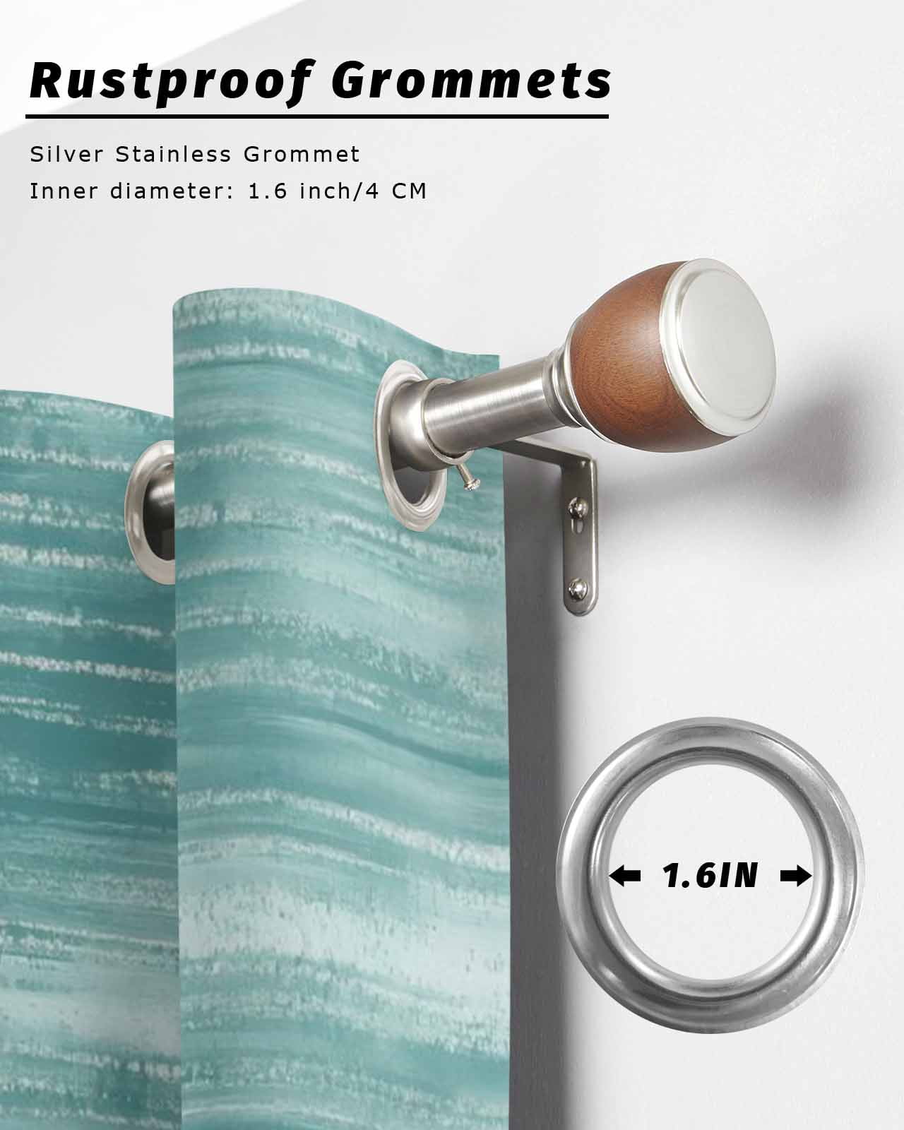Duck Green Outdoor Curtains for Patio, Vintage Modern Abstract Art Ombre Privacy Drapes Grommet Waterproof Outside Curtains for Porch/Cabana/Balcony 54"x 108", 1 Panel