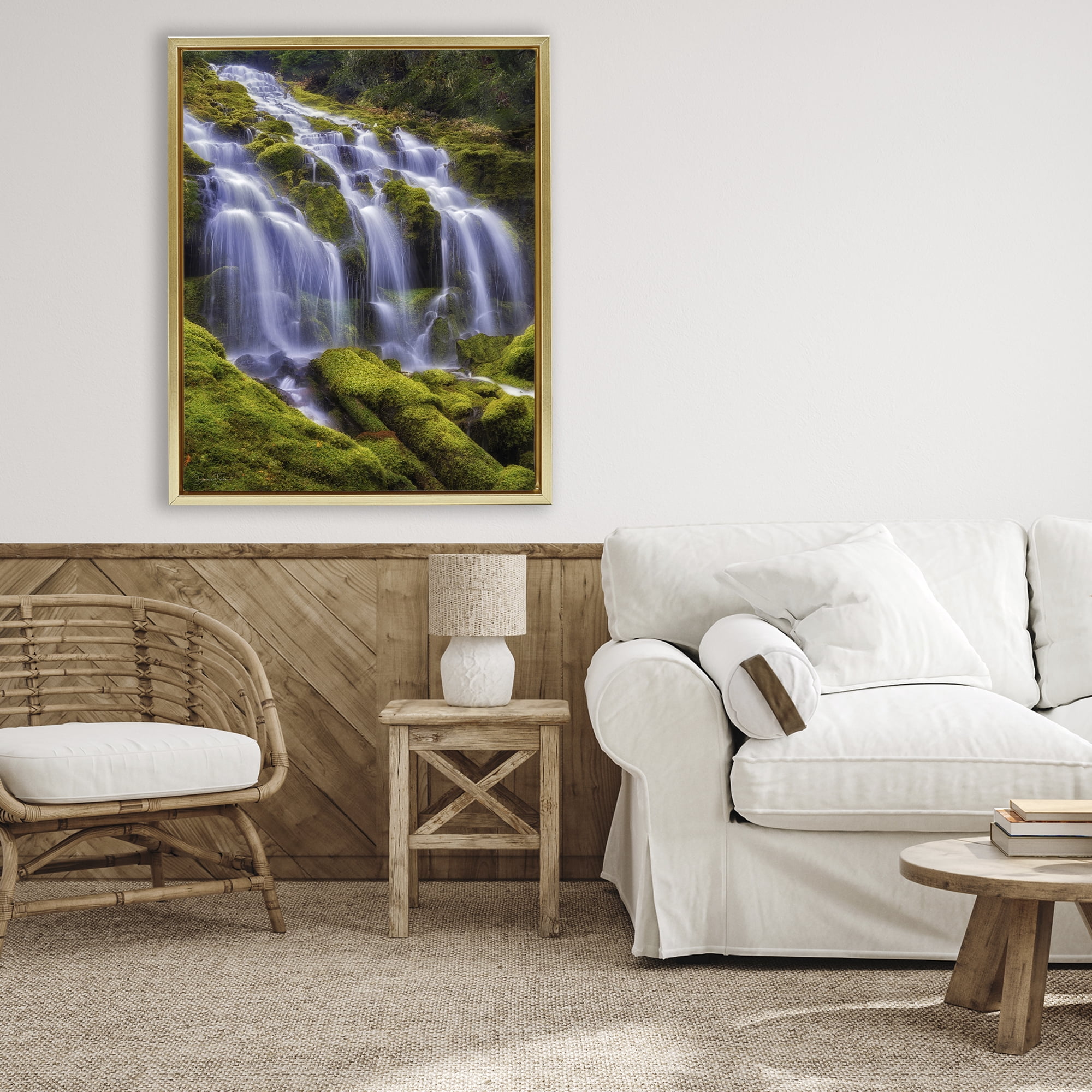 Stupell Industries Upper Proxy Falls Gold Framed Floater Canvas Wall Art, design by Dennis Frates