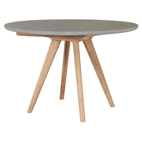 Afuera Living  Modern Wood and Concrete Dining Table in Slate Gray