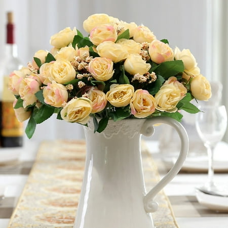 Lovely Artificial Silk Flowers Camellia Roses Bouquet Wedding Home