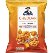 Quaker Popped Cheddar Cheese Rice Crisps - Light, Crispy Popped Brown Rice Chips Covered in Real Cheddar Cheese (6.06oz Bag)