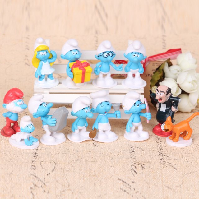 Juego de 12 figuras de acción de los Pitufos, muñecos coleccionables de regalo para niños