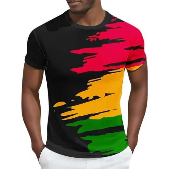 T Shirts for Men Short Sleeved Round Neck Printed Shirt Multicolor XXXXL