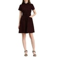 thumbnail image 3 of INSPIRE CHIC Women's Fit and Flare Collar Pocket Elastic Waist Mini Dress XS Fuchsia, 3 of 9