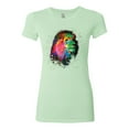 thumbnail image 2 of Lion Paint Art Splatter Abstract Art Animal Lover Womens Slim Fit Junior Tee, Mint, Large, 2 of 3