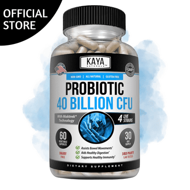Kaya Naturals Probiotic 40 Billion CFU | Probiotics for Women, Probiotics for Men and Adults, Natural | Gut Health & Immune Support Supplement | Provides Digestive Support | 60 Vegetable Capsules
