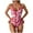 Red, variant on CaComMARK PI One Piece Swimsuit Women Summer Sexy V Neck Hawaiian Style Printed Spaghetti Strap Swimsuit Red L(L)